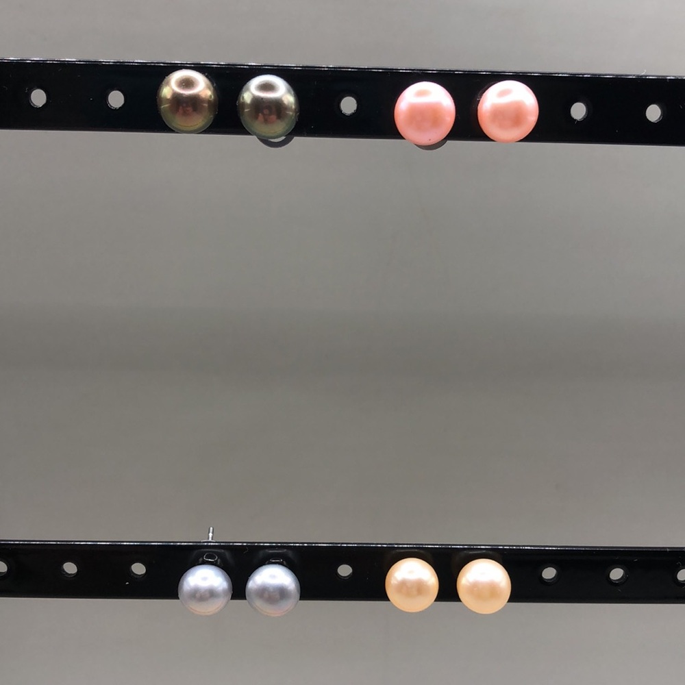 Honora Cultured Pearls Set of 4 Stud Earrings, Stainless Steel New - Picture 5 of 7